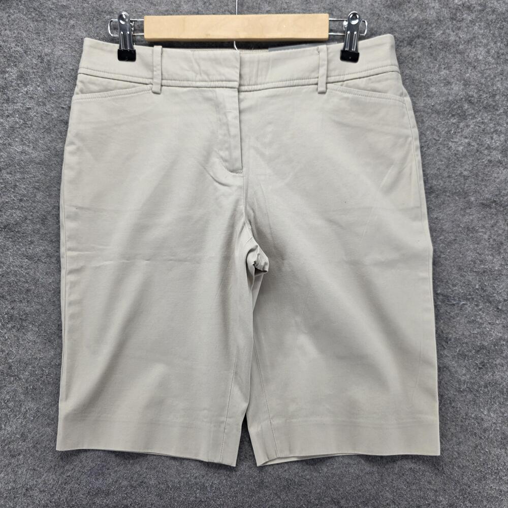 Talbots Shorts Womens 2 Beige Bermuda Twill Cotton Spandex 10.5 Inseam